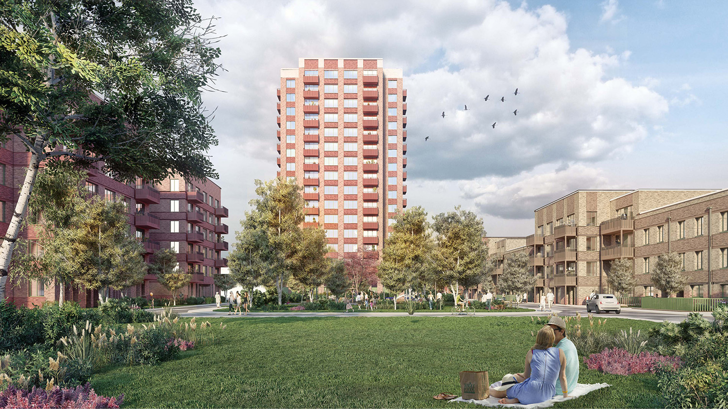 View north from within new public green space